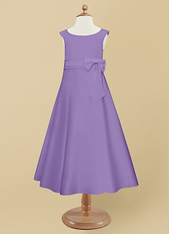 Azazie Lindy Flower Girl Dresses Tahiti A-Line Pleated Matte Satin Dress image10