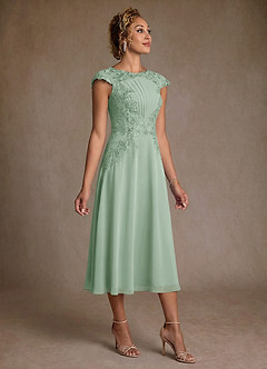 Azazie Crista Klänningar till brudens mor Klä A-Line i Chiffong Spets Agave image3