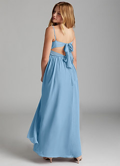 Azazie Zeya Junior Steel Blue A-Line Chiffon Dress image5