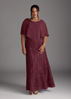Azazie Whilhelmina Mother of the Bride Dresses Cabernet Mermaid Lace Chiffon Dress image9