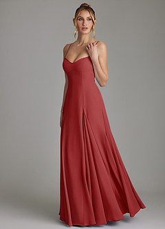 Azazie Imani Bridesmaid Dresses Rust A-Line Sweetheart Neckline Chiffon Dress image6