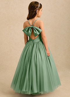 Azazie Aurora Flower Girl Dresses Matcha A-Line Bow Tulle Dress image1