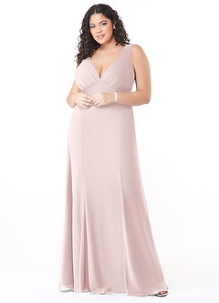 Azazie Christiana Bridesmaid Dresses Blushing Pink A-Line V-Neck Pleated Chiffon Dress image7