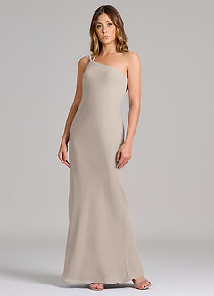 Azazie Monroe Suknie dla druhen Osłona Jedno ramię Szyfon Do ziemi Sukienka image3