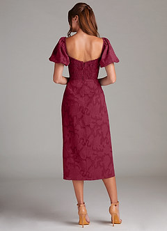 Azazie Evalina Bridesmaid Dresses Burgundy Sheath Floral Burnout Dress image7