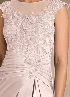 Azazie Santa Barbara Final Sale Blushing Pink Sheath Pleated Stretch Satin Dress image9