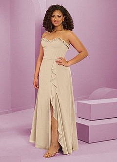 Barbie ♥ Azazie Bridesmaid Dresses Champagne A-Line Sweetheart Neckline Chiffon Dress image4