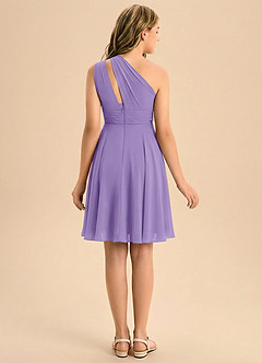 Azazie Charlize Junior Linia A Pofałdowany Szyfon Mini Młodsza druhna Sukienka image2