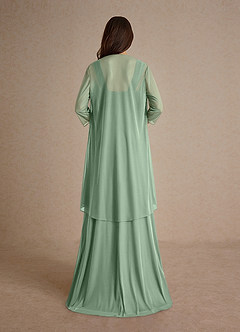 Azazie Clinton vestidos de madre de la novia Vestido de Matcha de Malla de Corte En A con Plisado image3