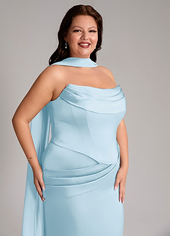 Azazie Sorrel Bridesmaid Dresses Sky Blue Mermaid Strapless Stretch Satin Convertible Dress image10