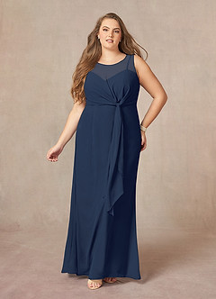 Azazie Marchioness Mother of the Bride Dresses A-Line Scoop Pleated Chiffon Floor-Length Dress image7