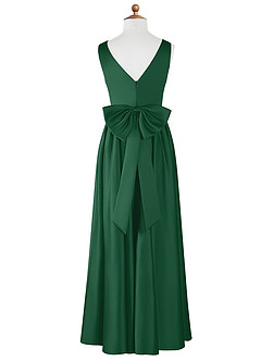Azazie Hathaway Vestido de Verde Oscuro de Satin Mate de Acampanado con Lazo image8