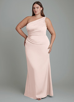 Azazie Akilah Brudtärnklänningar Klänning av Sjöjungfru i Stretch Satin One-shoulder Rodnande Rosa image8