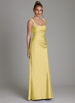 Azazie Agustina Bridesmaid Dresses Canary Mermaid Corset Stretch Satin Dress image4