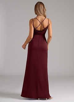Azazie Callan Brautjungfernkleider Wandelbar A-Linie Plissee Stretch-Satin Kleid Cabernetrot image2