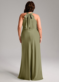 Azazie Doretta Bridesmaid Dresses Pistachio Mermaid Pleated Stretch Satin Dress image10