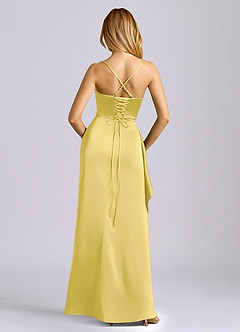 Azazie Sarai Bridesmaid Dresses Canary Sheath Corset Stretch Satin Dress image5