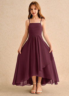 Azazie Twilight Dance Girls Formal Blumenmädchenkleider A-Linie Plissee Chiffon Kleid Cabernetrot image6