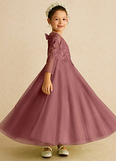 Azazie Precious Blumenmädchenkleider A-Linie Spitze Tüll Kleid Amethyst image3