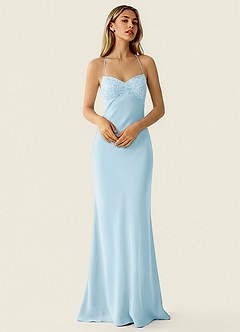Valerianaire Sky Blue Beading Satin Prom Dress image3