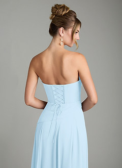 Azazie Gabriela Robes de demoiselle d'honneur Robe Trapèze en Mousseline de soie Corset Bleu Ciel image11