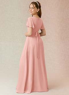 Azazie Induh Junior Abito A-Line in Chiffon Increspato Rosetta image2