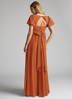 Azazie Madisynn Maternity Bridesmaid Dresses Bow Chiffon Floor-Length Dress image4