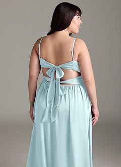 Azazie Zeya Brautjungfernkleider A-Linie Plissee Stretch-Satin Kleid Wolke Blau image15