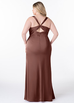 Azazie Mero Vestidos de damas de honor Vestido de Expresado de Satén Elástico de Corte Recto con Plisado image8
