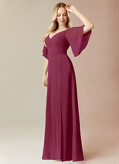 Azazie Cierra Bridesmaid Dresses Mulberry A-Line V-Neck Chiffon Dress image4