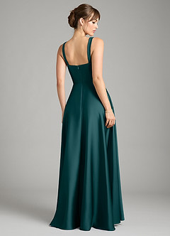 Azazie Shaude Bridesmaid Dresses Pine A-Line Pleated Stretch Satin Dress image2