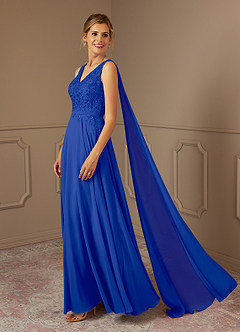 Azazie Joules Mother of the Bride Dresses Royal Blue A-Line Sequins Chiffon Dress image3