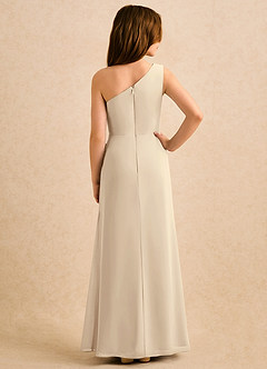 Azazie Sophie Girls Formal Robe Demoiselle D'honneur Fillette Robe Fourreau en Mousseline de soie Une épaule Champagne image3