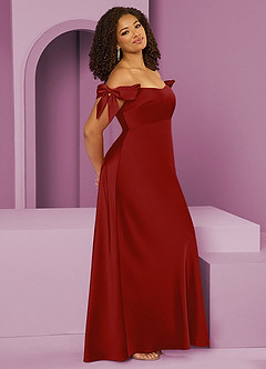 Barbie ♥ Azazie Robes de demoiselle d'honneur Robe Fourreau Convertible en Satin extensible Épaule décolletée Grenade image11