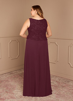 Azazie Cornelia Mother of the Bride Dresses Cabernet Sheath Square Neckline Sequins Chiffon Dress image17