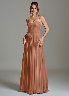 Azazie Catie Brautjungfernkleider A-Linie Herzausschnitt Chiffon Kleid Bronzer image1