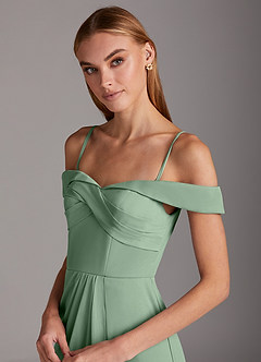 Azazie Mena Final Sale Agave A-Line Off the Shoulder Mesh Convertible Dress image2