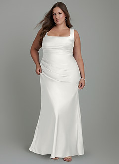 Azazie Agustina Bridesmaid Dresses White Mermaid Corset Stretch Satin Dress image9