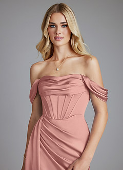 Azazie Amyra Vestidos de damas de honor Vestido de Rosetón de Satén Elástico de Corte Sirena Convertible con Vestidos sin tirantes image4