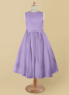 Azazie Coco Flower Girl Dresses Lilac A-Line Bow Matte Satin Dress image9