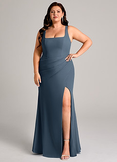 Azazie Mero Jurken voor bruidsmeisjes Jurk van Chiffon met Kolom Geplooid Neptunus image9