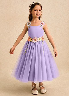Azazie Meadow Robe Demoiselle D'honneur Fillette Robe Trapèze en Dentelle Lilas image5