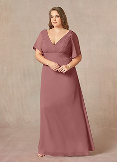 Azazie Alessa Mother of the Bride Dresses Desert Rose A-Line V-Neck Pleated Chiffon Dress image9