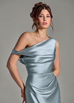 Azazie Emerson 신부 들러리 드레스 인어 오프 더 숄더 메탈릭 새틴 바닥 길이 드레스 image7