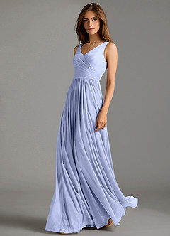 Azazie Keyla Robes de demoiselle d'honneur Robe Trapèze en Maille Plissée Lavande image1