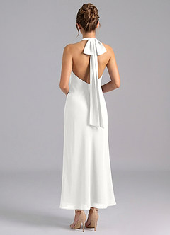 Azazie Velli Bridesmaid Dresses White Mermaid High Neck Chiffon Dress image2