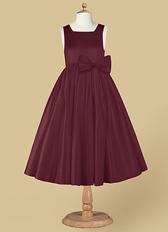 Azazie Bo Peep vestidos de niña de las flores Vestido de Cabernet de Satin Mate de Acampanado con Lazo image7
