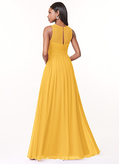 Azazie Nina Bridesmaid Dresses Marigold A-Line Pleated Chiffon Dress image2