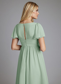 Azazie Verna Maternity Bridesmaid Dresses A-Line V-Neck Ruched Chiffon Floor-Length Dress image6