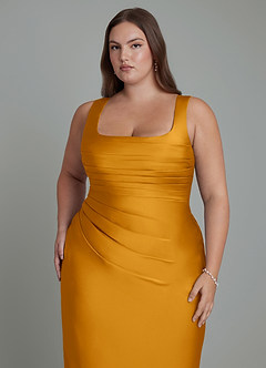 Azazie Agustina Bridesmaid Dresses Butterscotch Mermaid Corset Stretch Satin Dress image12